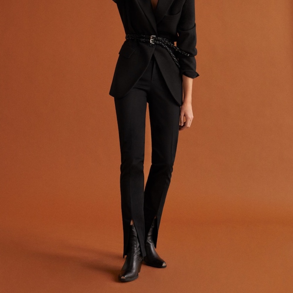 NWT Black Slit Hem Pants